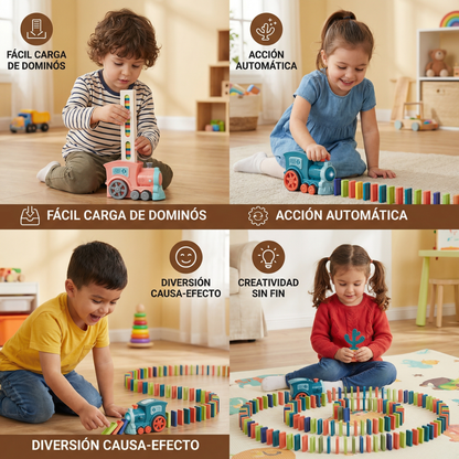 Juguete de tren dominó para niños