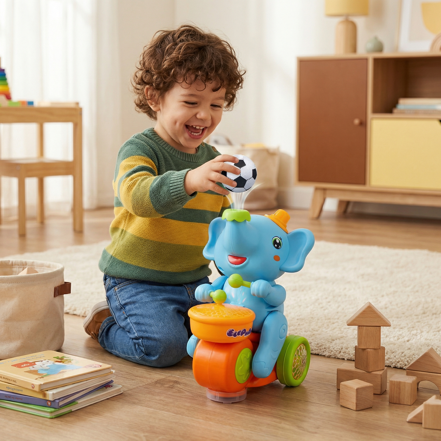 Juguete elefante con pelota voladora