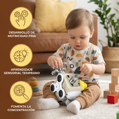 Cubo de actividades de madera para niños pequeños ⎜ Juguete educativo para la motricidad fina y el aprendizaje sensorial temprano