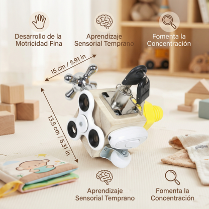 Cubo de actividades de madera para niños pequeños ⎜ Juguete educativo para la motricidad fina y el aprendizaje sensorial temprano