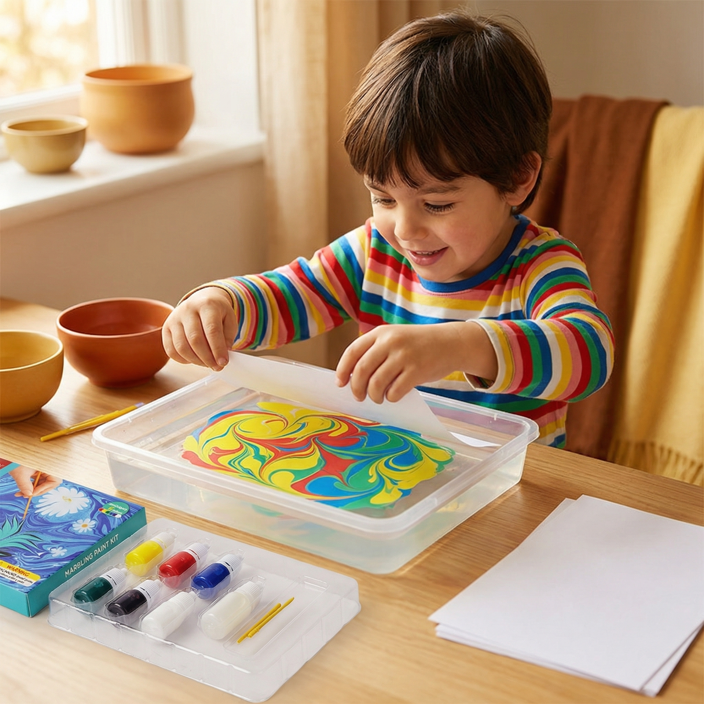 Kit de pintura marmoleada para niños ⎜ Set creativo de arte acuático