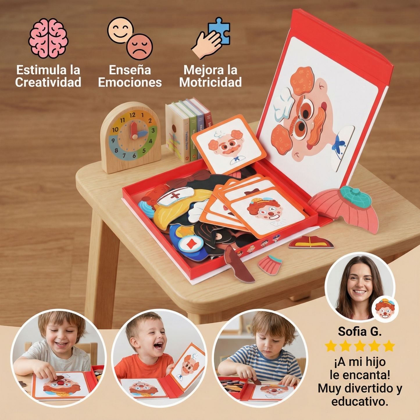 Rompecabezas educativo de expresiones faciales para niños