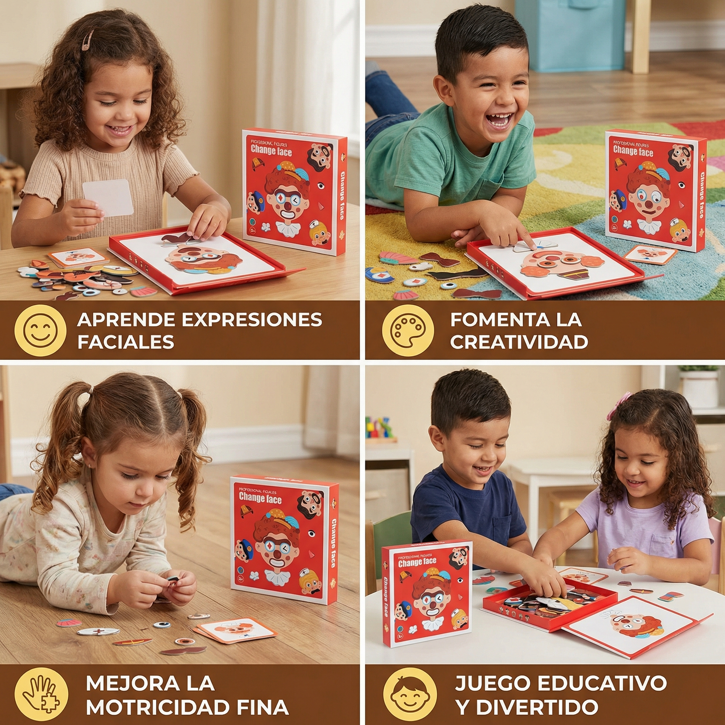 Rompecabezas educativo de expresiones faciales para niños