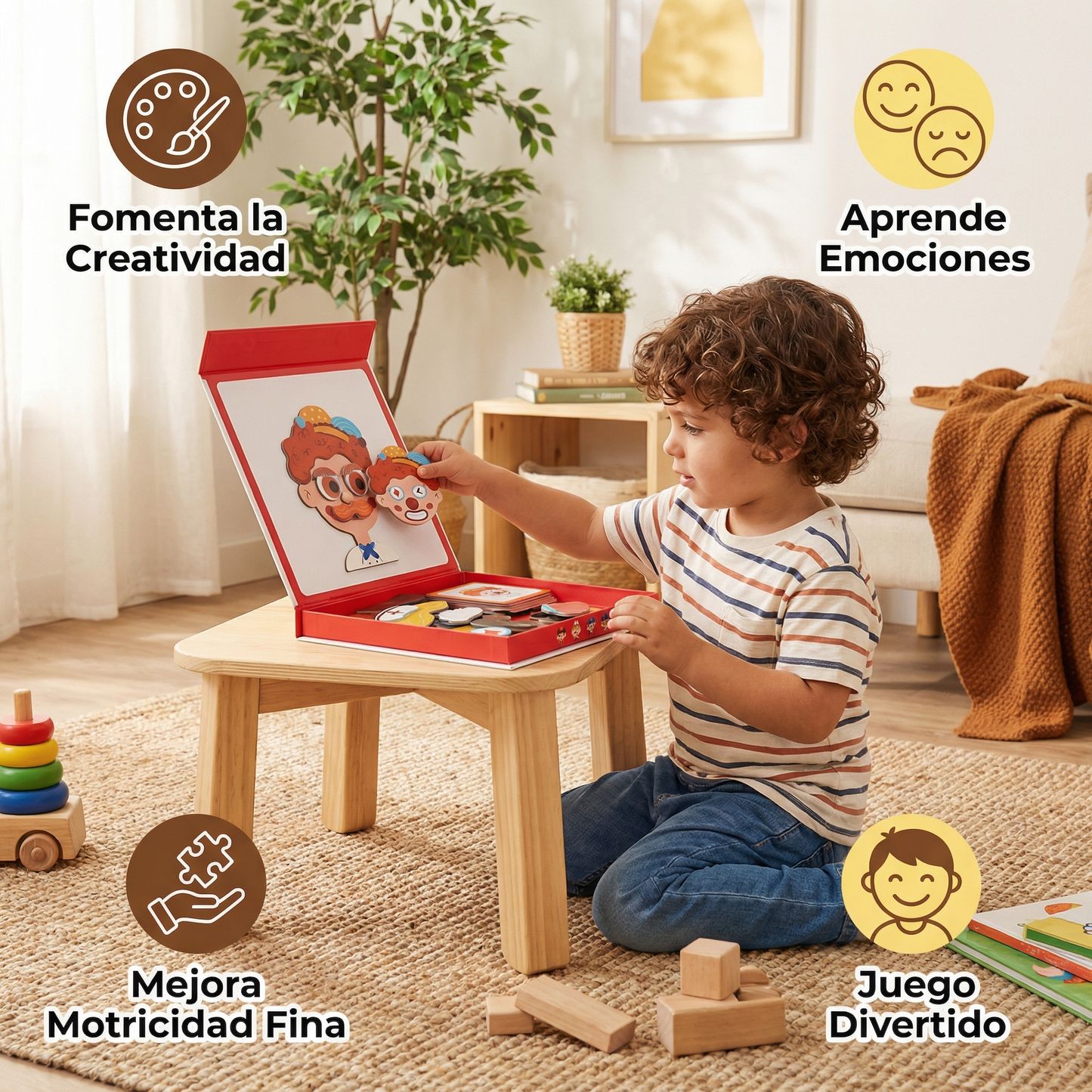 Rompecabezas educativo de expresiones faciales para niños