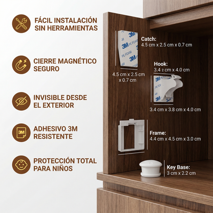 Juego de cierres magnéticos de seguridad infantil para armarios y puertas