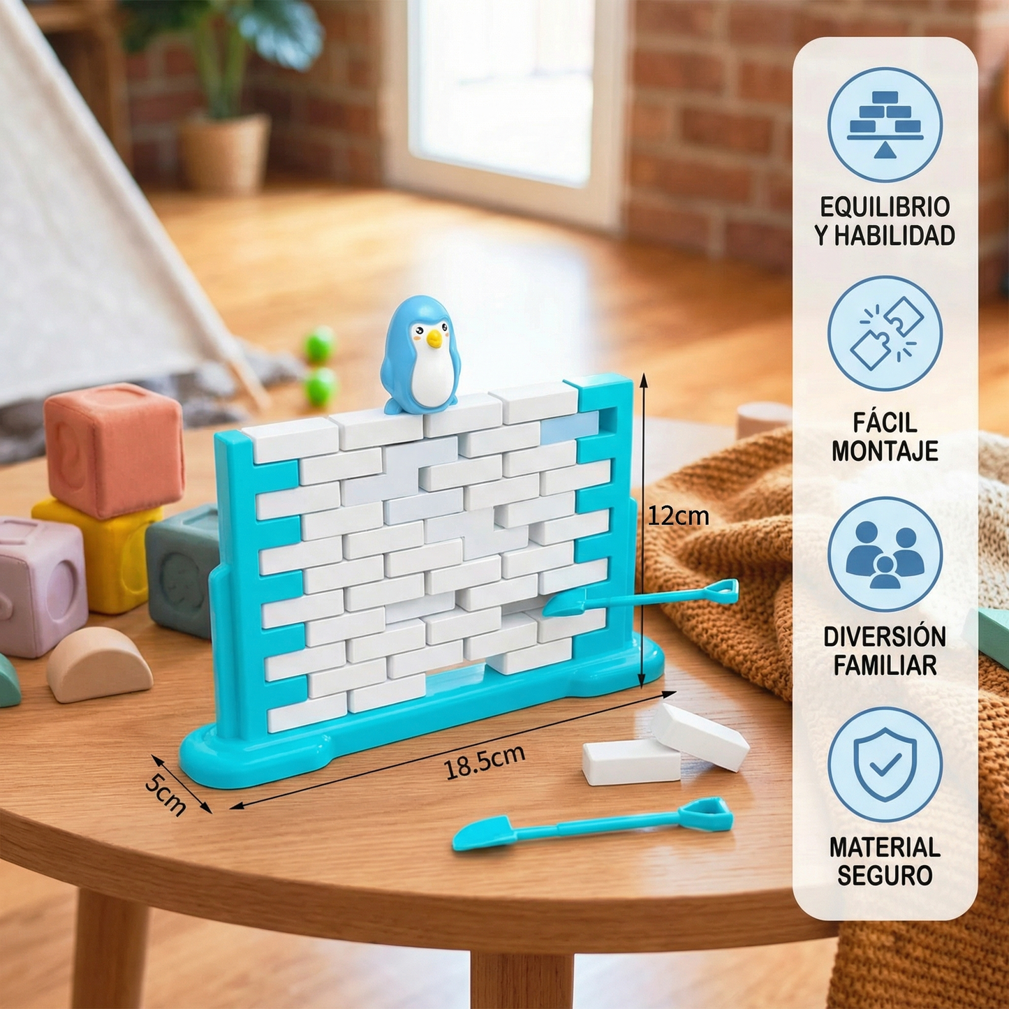Juego familiar de equilibrio pared de hielo pingüino