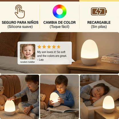 Luz nocturna LED con forma de huevo de silicona
