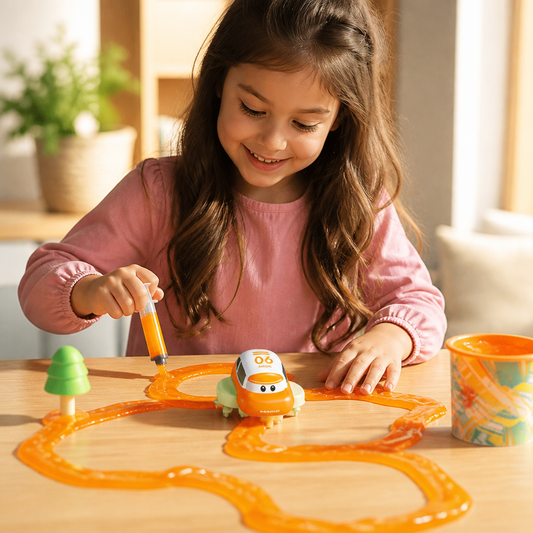 Set de Pista de Carreras de Slime Mágico – Aventura DIY con Coche Eléctrico