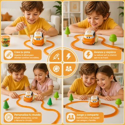 Set de Pista de Carreras de Slime Mágico – Aventura DIY con Coche Eléctrico