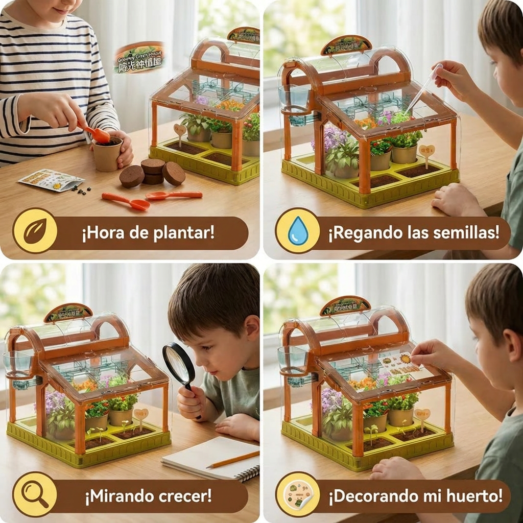 Invernadero LED para niños de acrílico – Kit de cultivo interior para aprendizaje lúdico y crecimiento de plantas