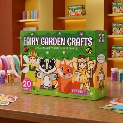 Caja de Manualidades de Papel para Niños – 20 Proyectos DIY Fáciles para Niños de 3 a 10 Años con Barra de Pegamento, Cinta y Sobres