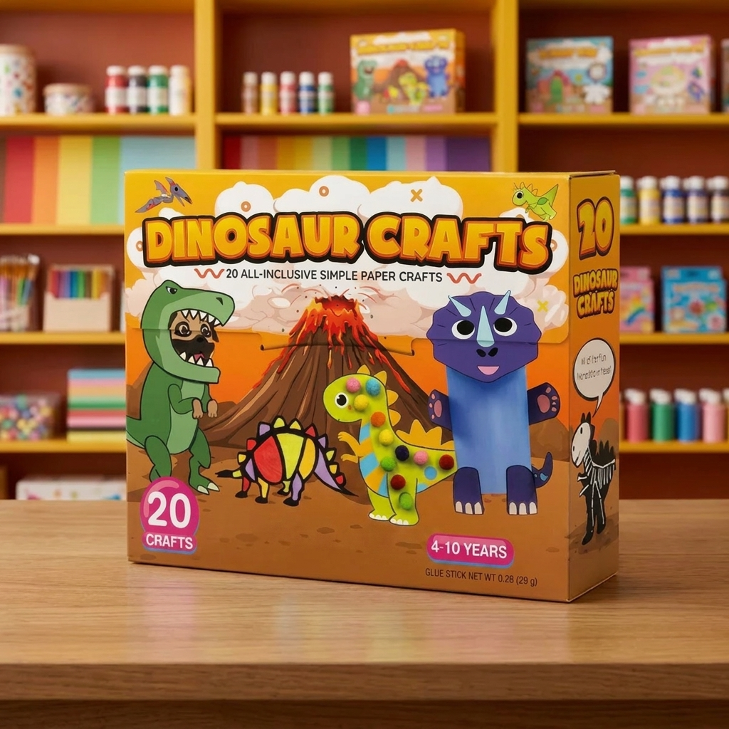 Caja de Manualidades de Papel para Niños – 20 Proyectos DIY Fáciles para Niños de 3 a 10 Años con Barra de Pegamento, Cinta y Sobres