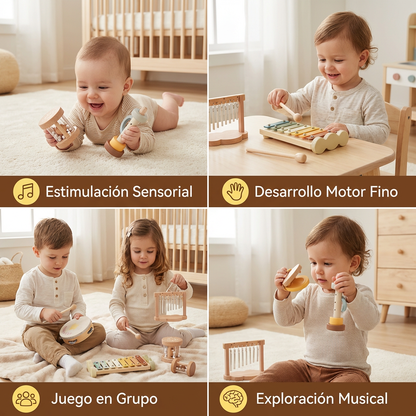 Set musical de madera para bebé – juguete musical y sonoro sensorial de 6 piezas