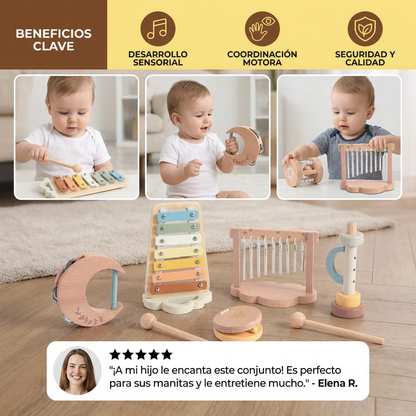 Set musical de madera para bebé – juguete musical y sonoro sensorial de 6 piezas