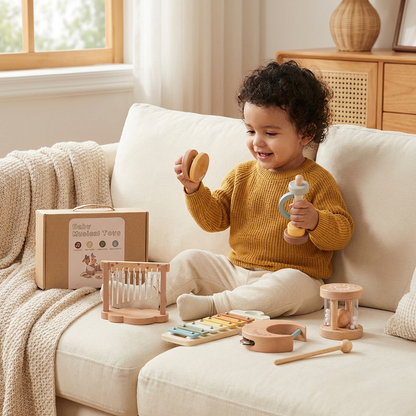 Set musical de madera para bebé – juguete musical y sonoro sensorial de 6 piezas