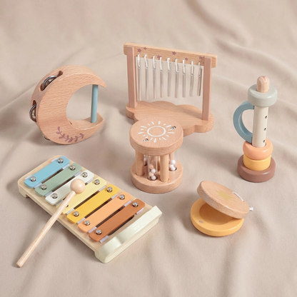 Set musical de madera para bebé – juguete musical y sonoro sensorial de 6 piezas