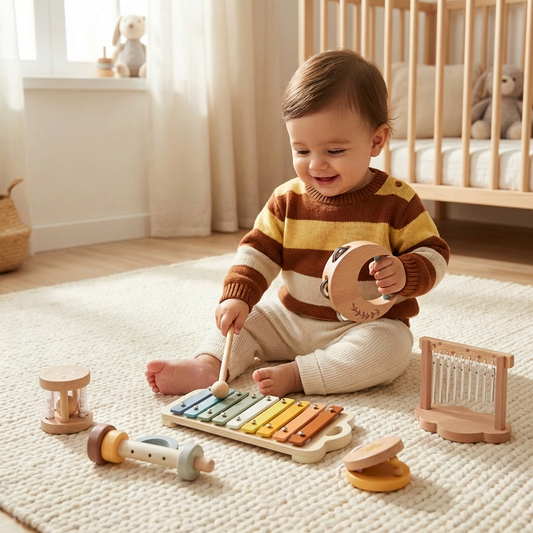 Set musical de madera para bebé – juguete musical y sonoro sensorial de 6 piezas