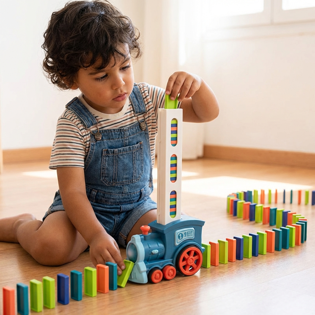 Juguete de tren dominó para niños
