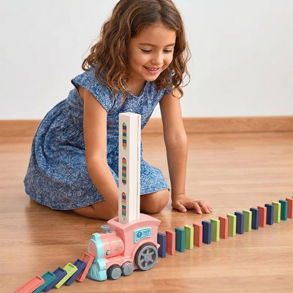 Juguete de tren dominó para niños