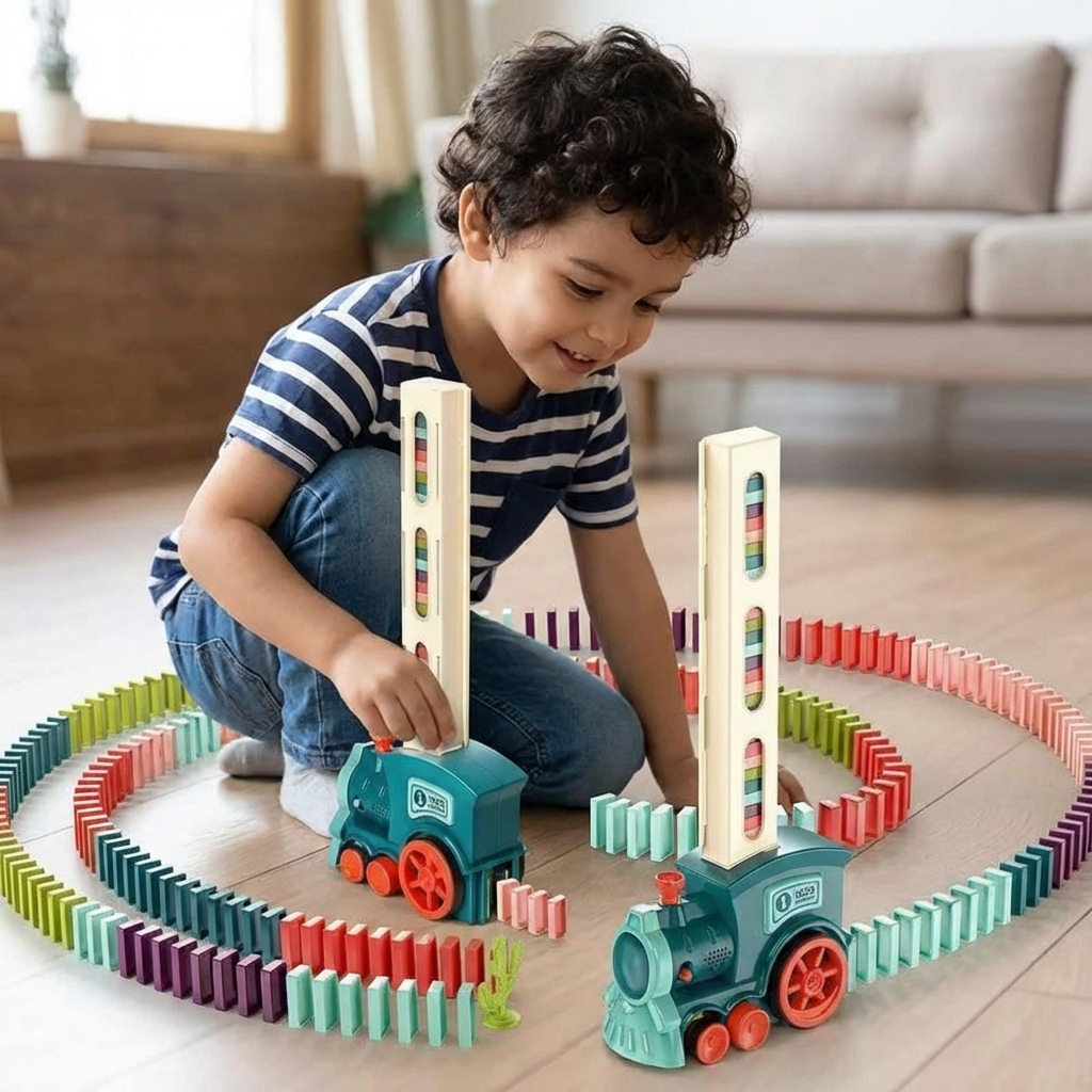 Juguete de tren dominó para niños