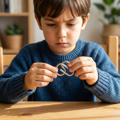 Juego de anillos de rompecabezas de metal ⎜ Juego de lógica rompecabezas para niños y adultos con múltiples desafíos de desbloqueo