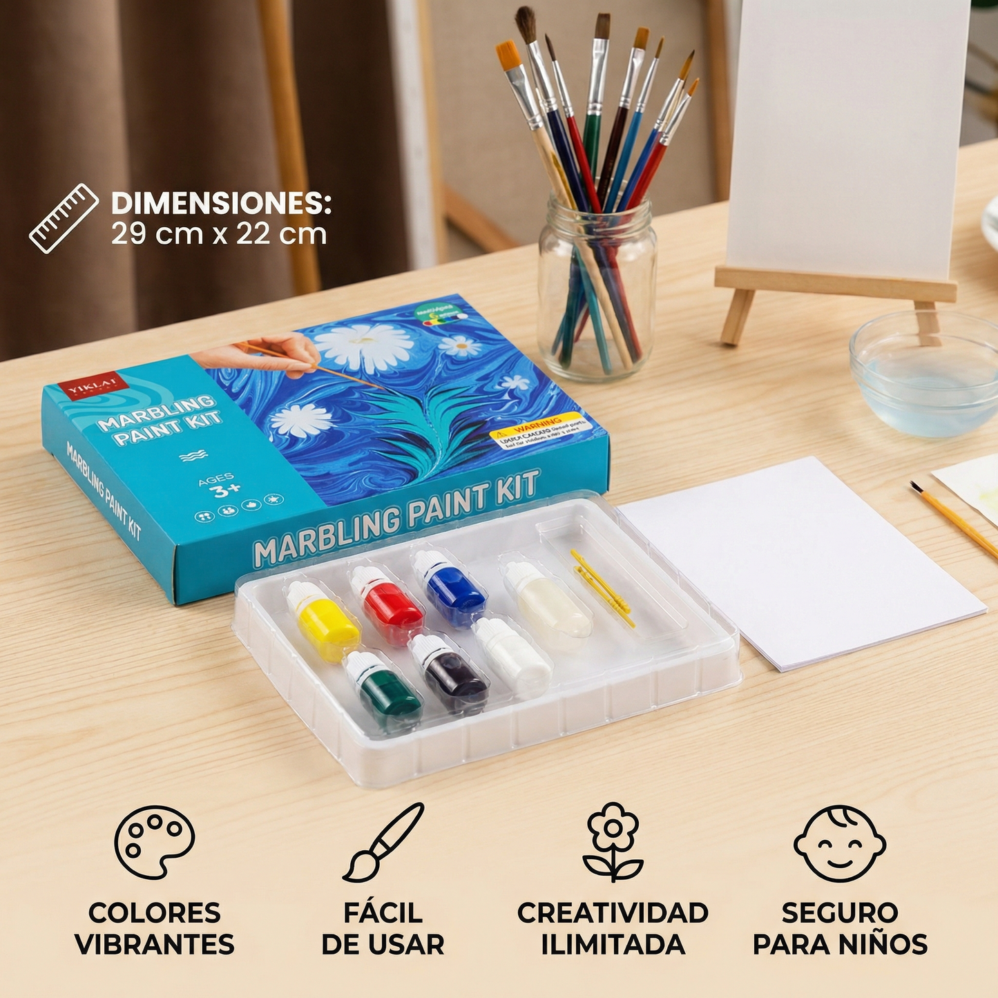 Kit de pintura marmoleada para niños ⎜ Set creativo de arte acuático