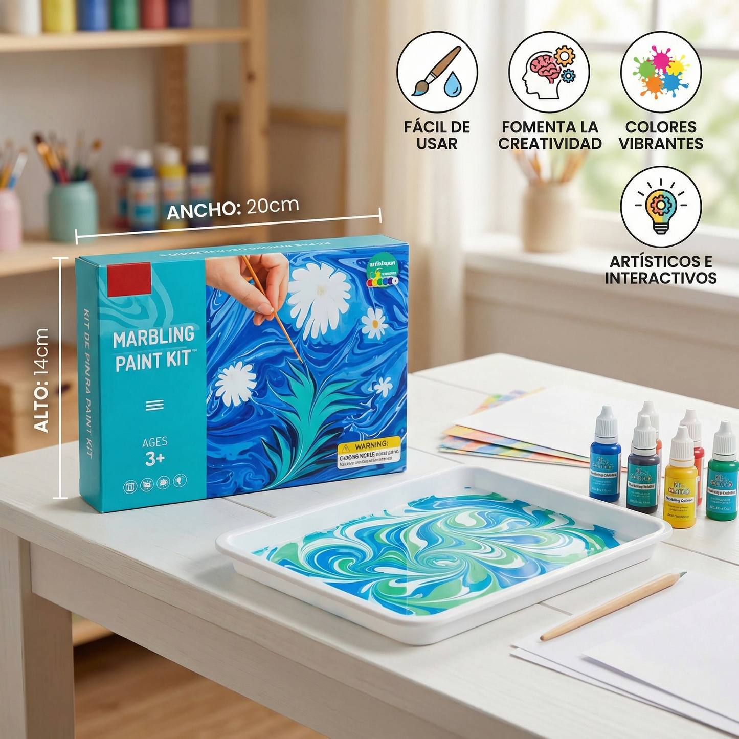 Kit de pintura marmoleada para niños ⎜ Set creativo de arte acuático