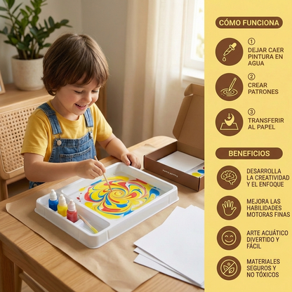 Kit de pintura marmoleada para niños ⎜ Set creativo de arte acuático