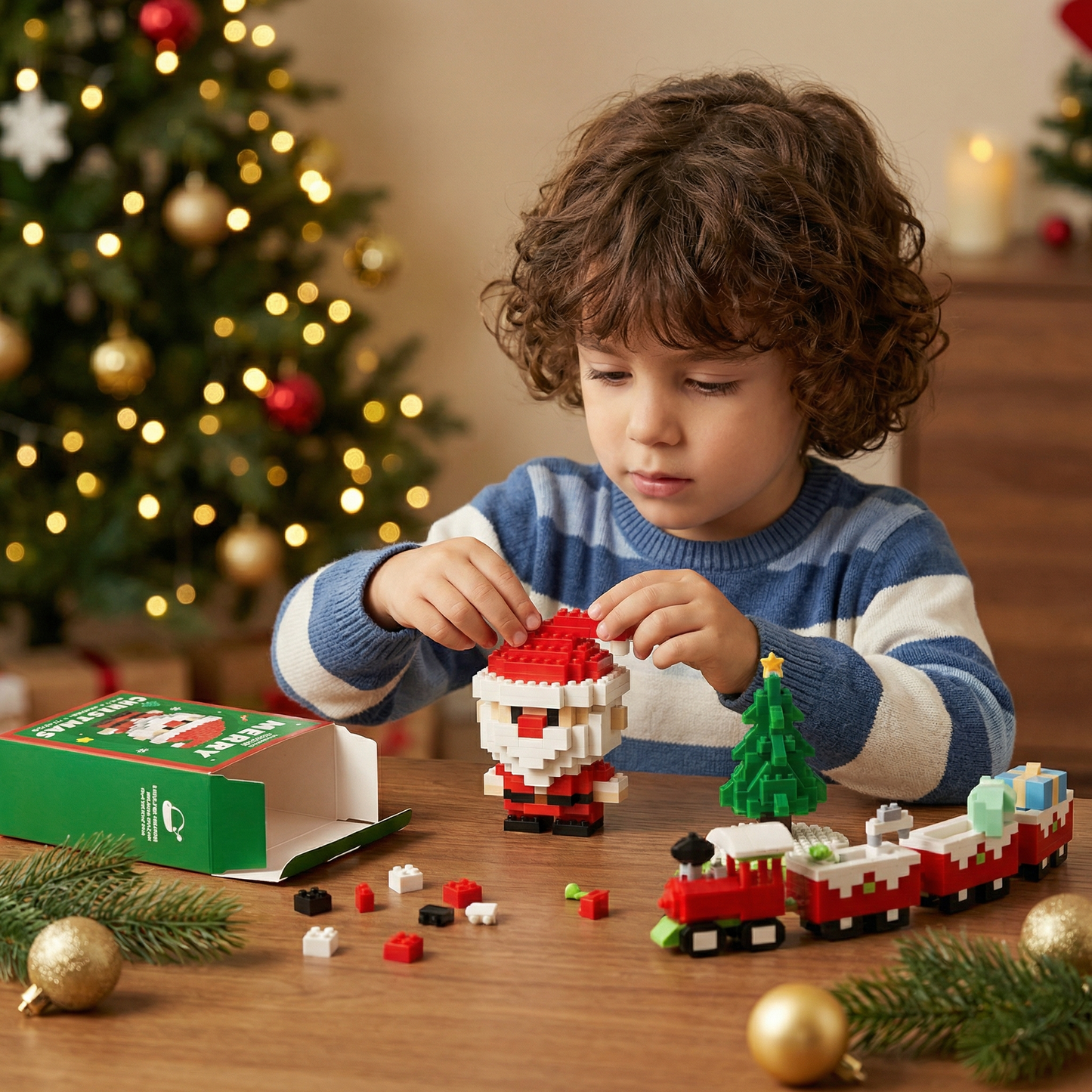 Figuras navideñas creativas de bloques – diversión para toda la familia