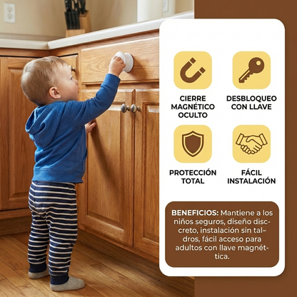 Juego de cierres magnéticos de seguridad infantil para armarios y puertas