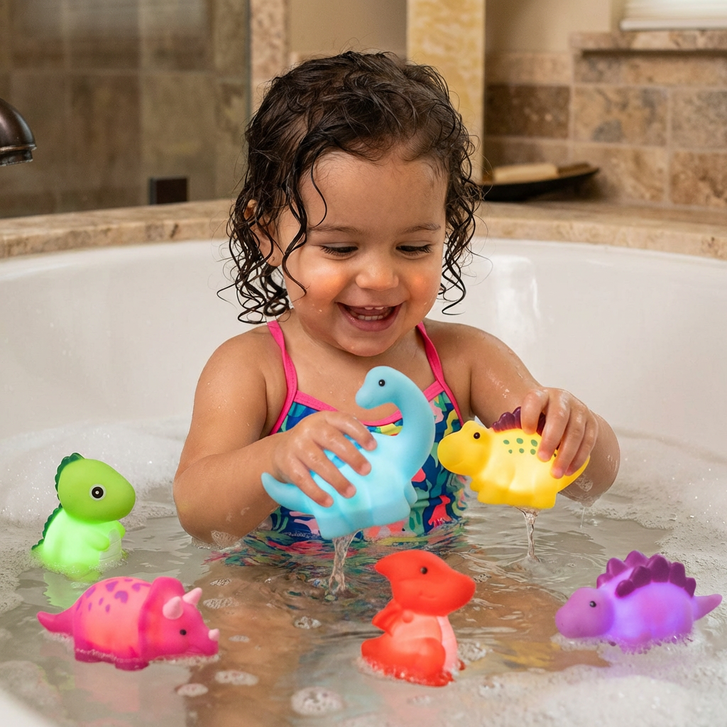 Juguete de baño dinosaurio luminoso