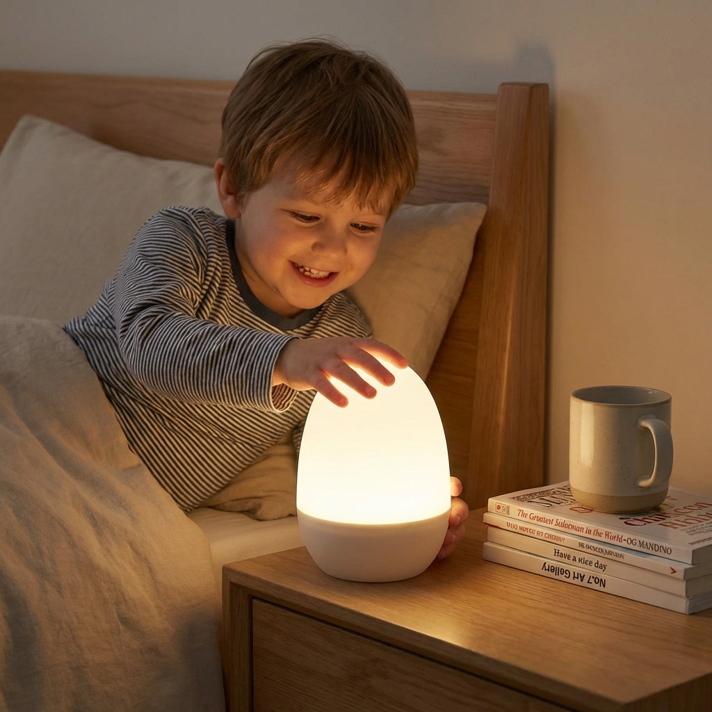 Luz nocturna LED con forma de huevo de silicona