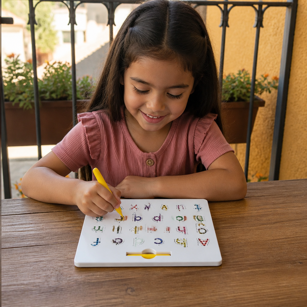 Tablero Educativo de Escritura con Bolas Magnéticas