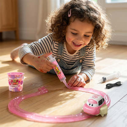 Set de Pista de Carreras de Slime Mágico – Aventura DIY con Coche Eléctrico