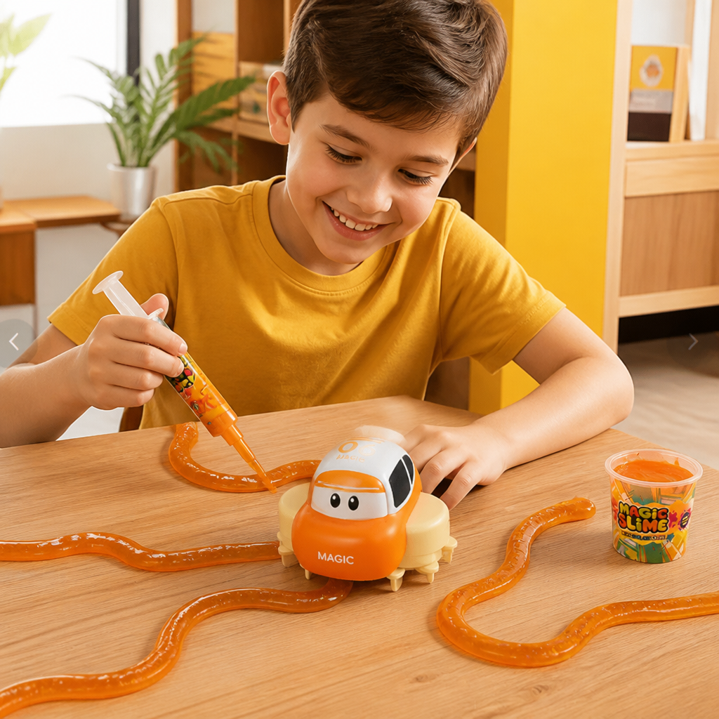 Set de Pista de Carreras de Slime Mágico – Aventura DIY con Coche Eléctrico