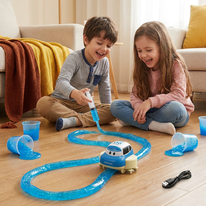 Set de Pista de Carreras de Slime Mágico – Aventura DIY con Coche Eléctrico