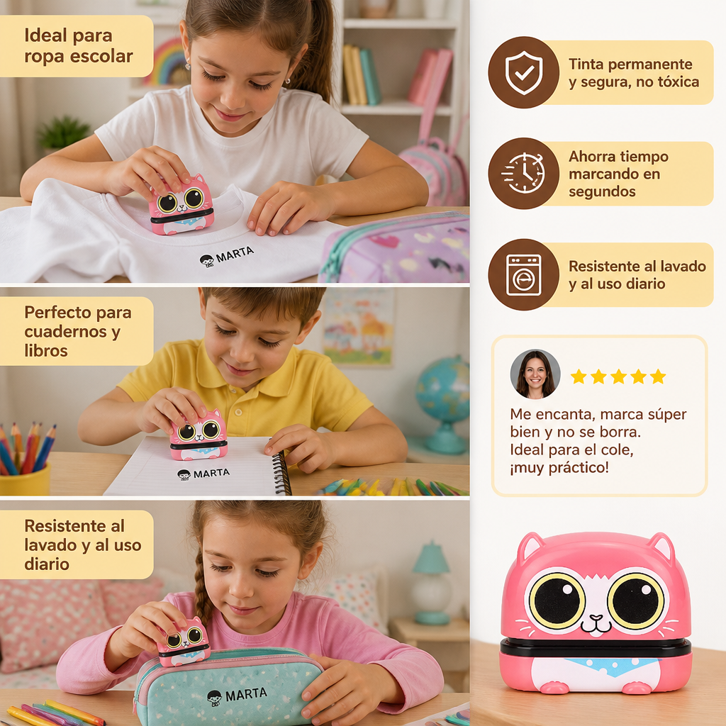 Sello Personalizado Con Nombre Para Niños – Permanente Para Ropa Y Materiales Escolares