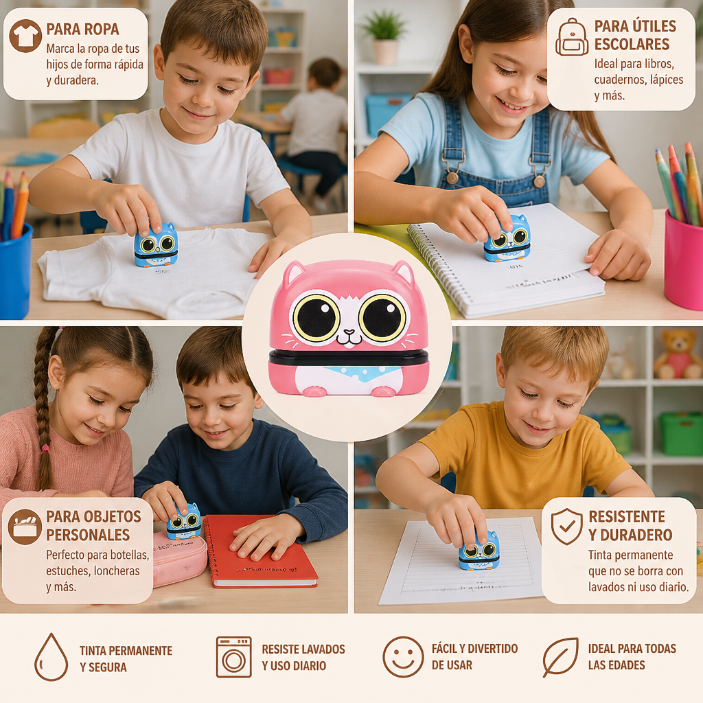 Sello Personalizado Con Nombre Para Niños – Permanente Para Ropa Y Materiales Escolares