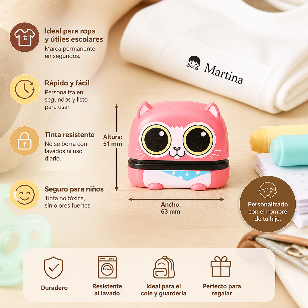 Sello Personalizado Con Nombre Para Niños – Permanente Para Ropa Y Materiales Escolares