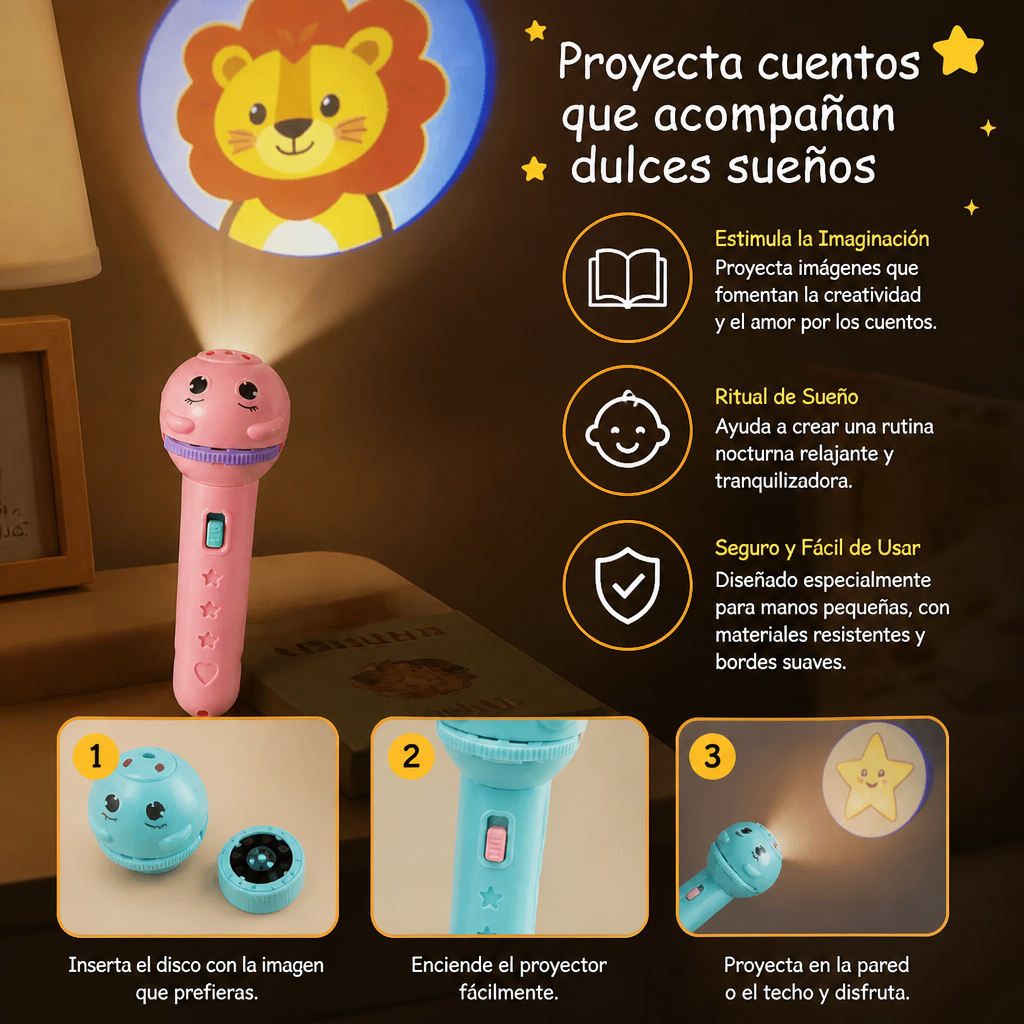Linterna Infantil Con Proyección De Cuentos De Buenas Noches