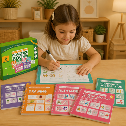 Cuadernos De Ejercicios De Escritura Reutilizables Con Ranuras Para Niños – Set De 6 Piezas Para Repasar Y Escribir