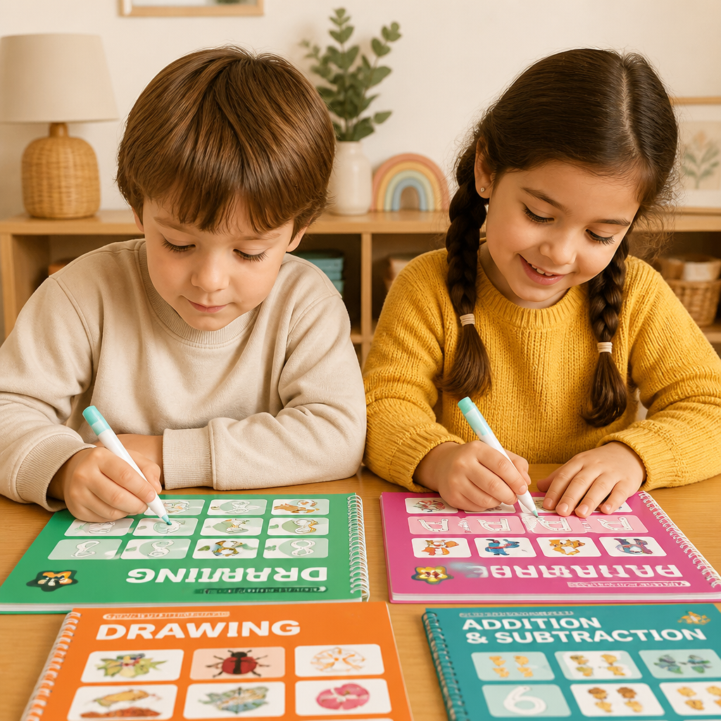 Cuadernos De Ejercicios De Escritura Reutilizables Con Ranuras Para Niños – Set De 6 Piezas Para Repasar Y Escribir