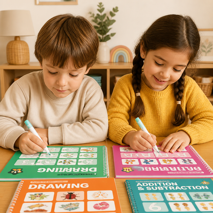 Cuadernos De Ejercicios De Escritura Reutilizables Con Ranuras Para Niños – Set De 6 Piezas Para Repasar Y Escribir