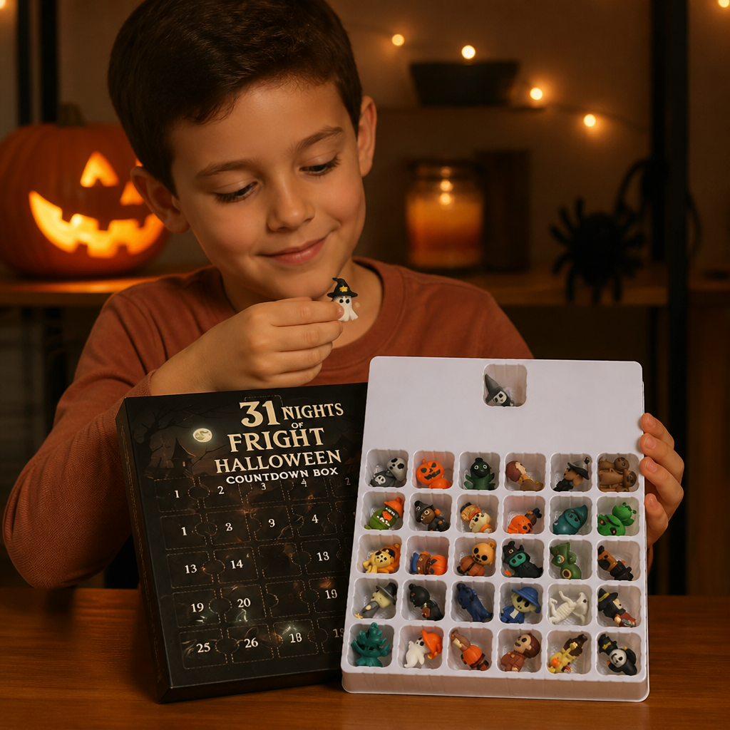 Calendario de cuenta atrás de Halloween con mini figuras sorpresa espeluznantes y colgantes