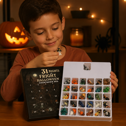 Calendario de cuenta atrás de Halloween con mini figuras sorpresa espeluznantes y colgantes