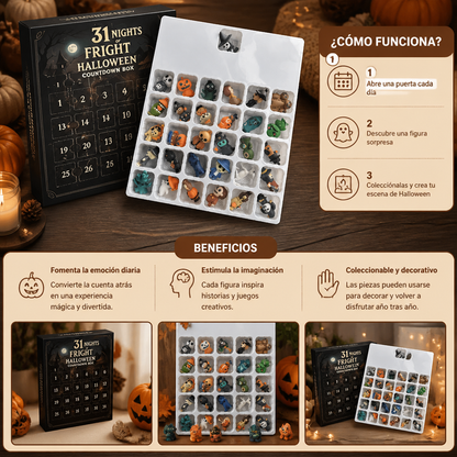 Calendario de cuenta atrás de Halloween con mini figuras sorpresa espeluznantes y colgantes