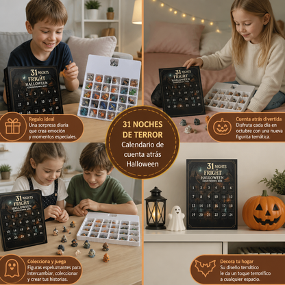 Calendario de cuenta atrás de Halloween con mini figuras sorpresa espeluznantes y colgantes