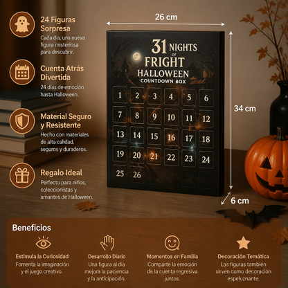 Calendario de cuenta atrás de Halloween con mini figuras sorpresa espeluznantes y colgantes