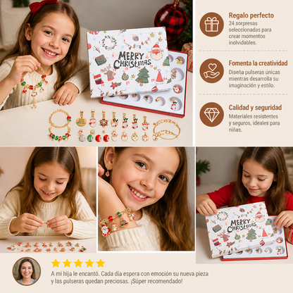 Calendario de Adviento de 24 días con pulseras navideñas – Set DIY para crear joyas para niñas
