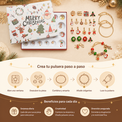 Calendario de Adviento de 24 días con pulseras navideñas – Set DIY para crear joyas para niñas